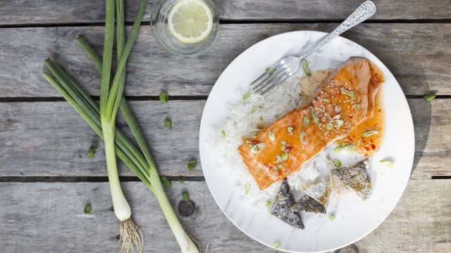 Salmão com Molho Agridoce e Arroz Basmati