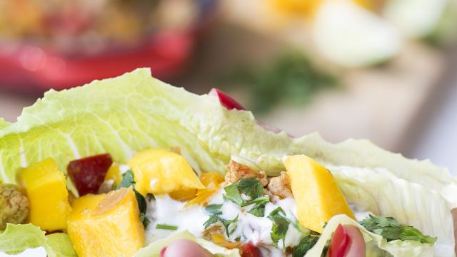 Tacos de Alface, Peru e Vegetais