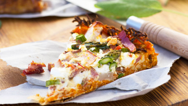 Quiche de Batata-Doce, Pêra e Presunto (Sem Glúten)