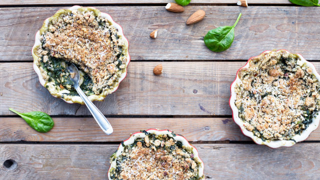 Crumble de Espinafres com Amêndoa (Vegetariano)