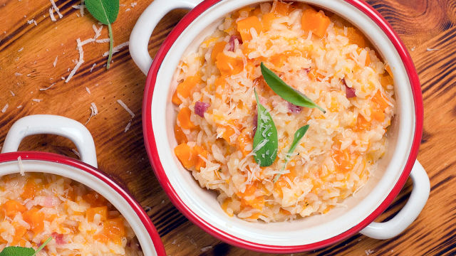 Risotto de Abóbora e Bacon no Microondas