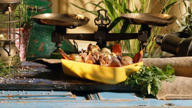 Choquinhos à Algarvia em Tosta de Batata-Doce