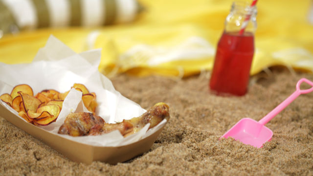 Perna de Frango com Chips de Batata-Doce