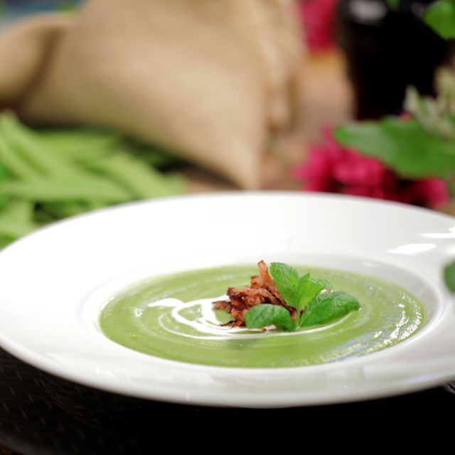 Sopa de Ervilhas com Bacon Fumado