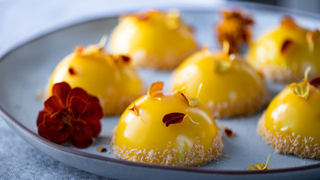 Creme de Maracujá com Gelatina de Manga