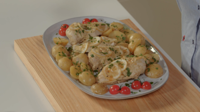 Embrulhos de Peito de Frango Limão e Batatinhas, com Cogumelos