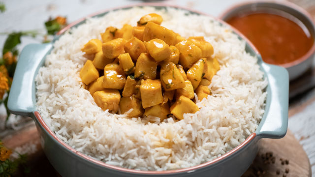 Caril de Pota com Arroz Branco