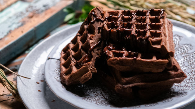 Gofres de Banana e Cacau