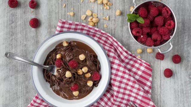 Esparguete Doce de Cacau e Avelãs