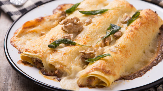 Canelones de Requeijão, Abóbora e Noz