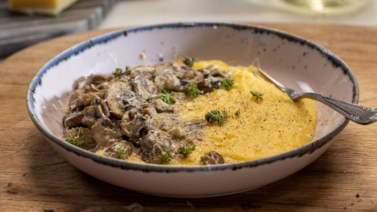 Polenta Cremosa com Cogumelos