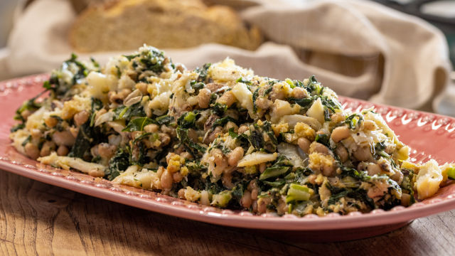 Migas de Bacalhau, Couve e Feijão