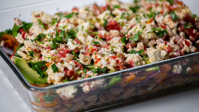 Salada de Feijão, Batata Doce e Abacate