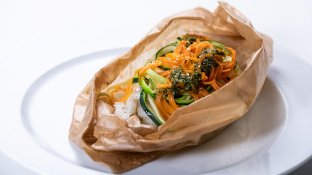 Papelotes de bacalhau fresco com gremolata