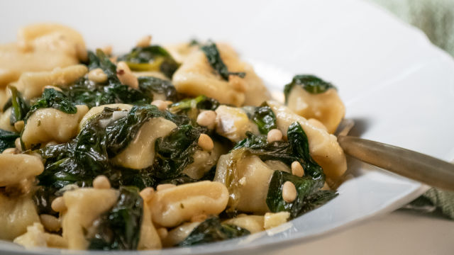 Gnocchi com Espinafres e Queijo Azul