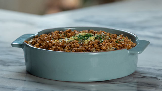 Risoto de Cogumelos com Crocante de Caju