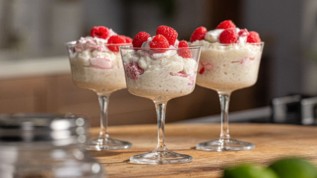 Arroz-Doce com Chantilly de Framboesas