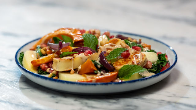 Salada de Halloumi, Abóbora e Maçã