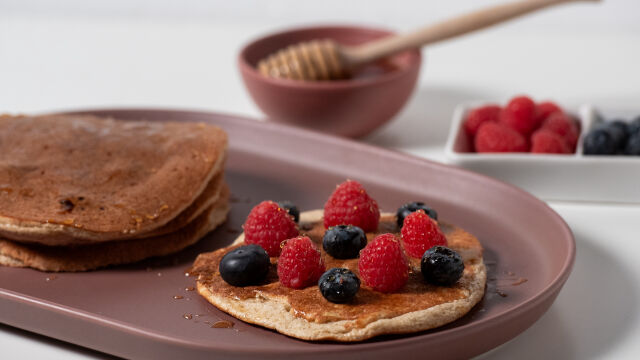 Panquecas de Arroz com Baunilha e Mirtilos