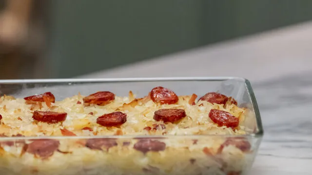 Arroz de Bacalhau com Couve Branca e Bacon