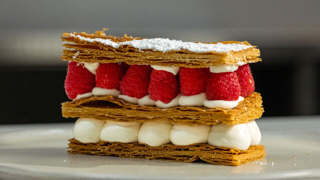 Mil-Folhas de Mascarpone e Framboesas