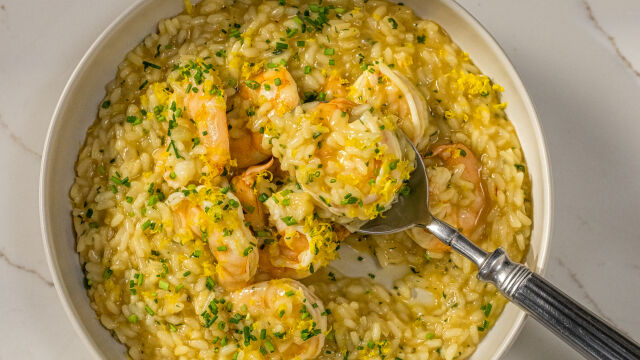 Arroz Caldoso de Camarão e Ervas