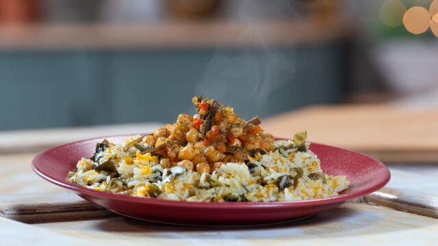 Estufado de Grão e Arroz de Alga Wakame