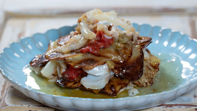 Mil-folhas de Bacalhau com Couve e Batata