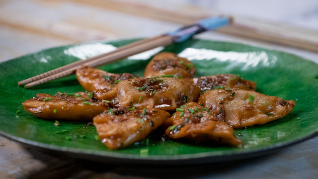Gyozas Vegetarianas com Molho de Ostras