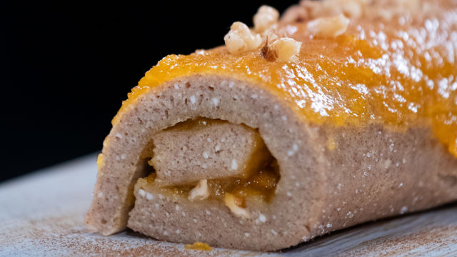 Torta de Requeijão com Doce de Abóbora e Nozes