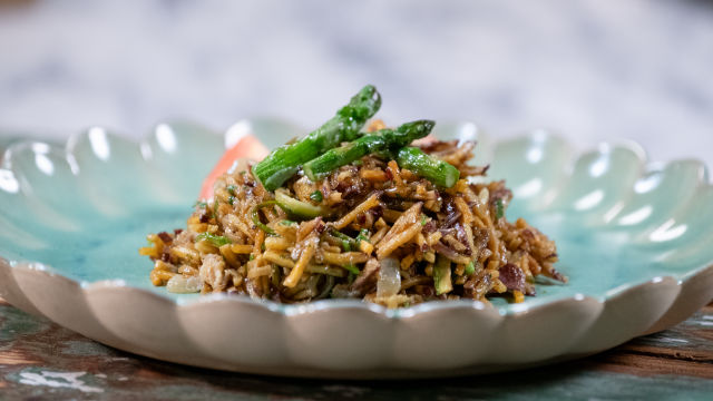 Brás de Batata-doce e Espargos