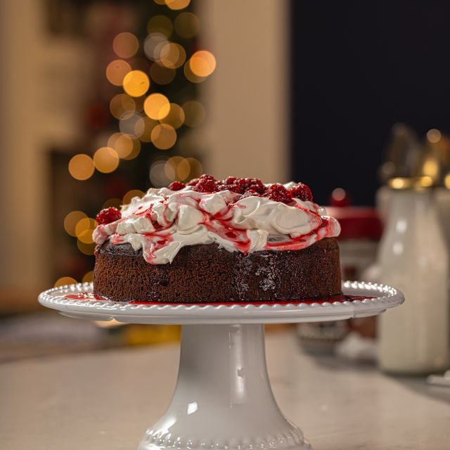 Bolo de Chocolate com Framboesas e Vinho do Porto
