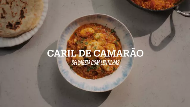 Caril de Camarão Selvagem com Lentilhas