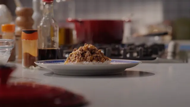 Vaca com Grão e Arroz Thai