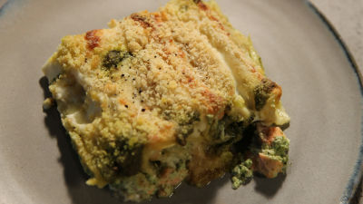 Kaneloni z lososom in velikimi kozicami