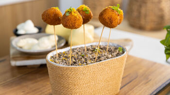 Anchovy Stuffed Buffalo Bocconcini Lollipop, Honey & Bottarga