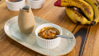 White Chocolate & Banana Pudding With Salted Caramel Sauce