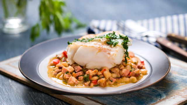 File trske s fižolom in dimljeno slanino