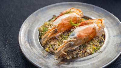 Ризото от ечемик със скариди